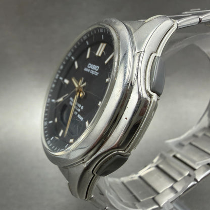 Casio Wave Ceptor  Watch Men 42mm Black Dial Steel Analog Digital Solar Runs ABL2