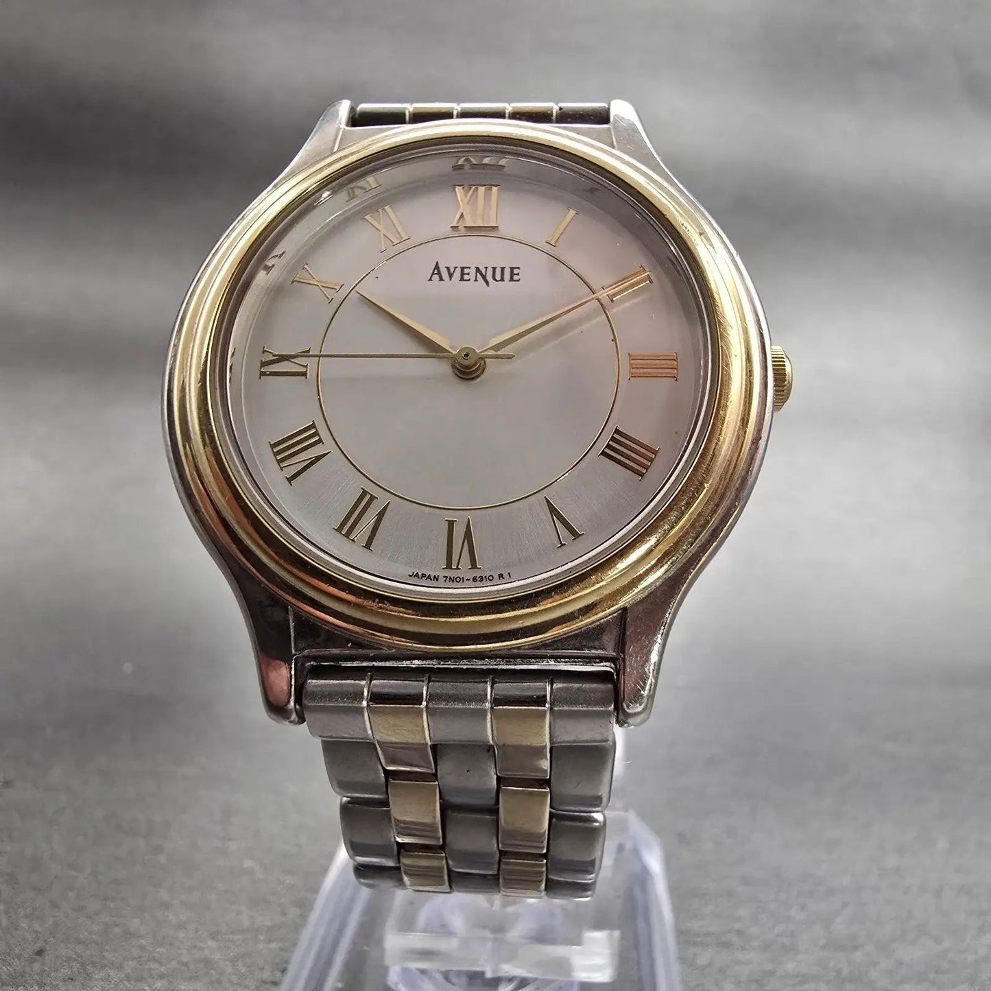 Seiko Avenue Watch Men 32mm Silver Dial Two Tone Round 7N01-626A New Battery VTG5