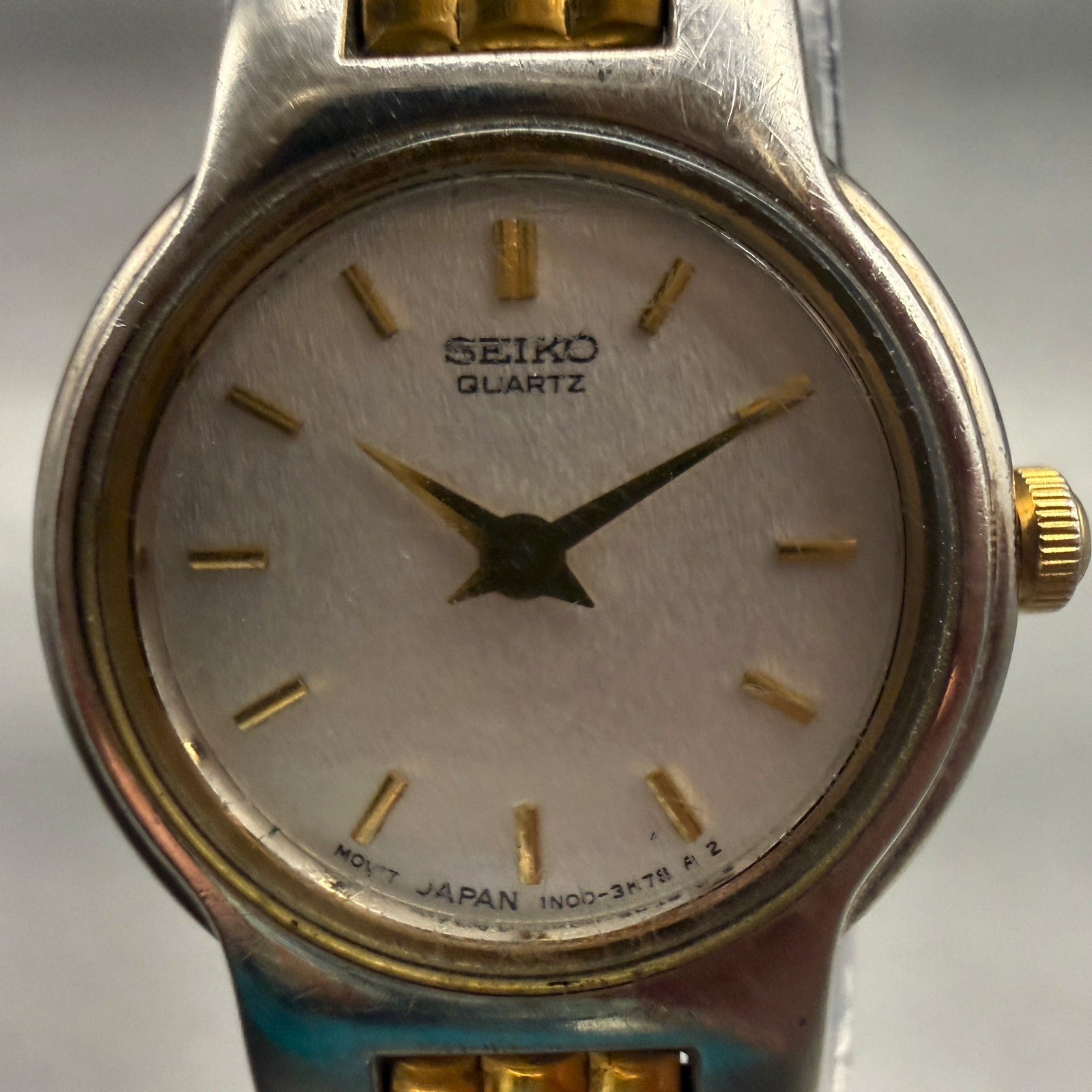 Seiko Watch Women 20mm Silver Dial Two Tone Round 1N00-1A49 Vintage New Battery1