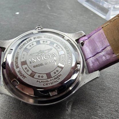 Invicta Watch Women 33mm MOP Dial Silver Tone Date Round 5992 New Battery9