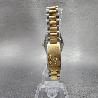 Seiko SQ Watch Women 25mm White Dial Two Tone Round 26260159 New Battery VTG7
