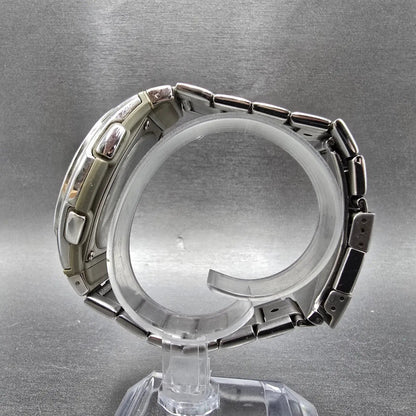Casio Wave Ceptor Watch Men 43mm Champange Dial Silver Solar Alarm Daydate Runs6