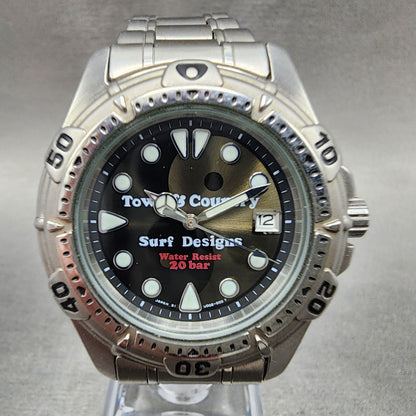 Orient Town & Country Surf Design Dive Watch Men 36mm Black Dial Silver New Batt0