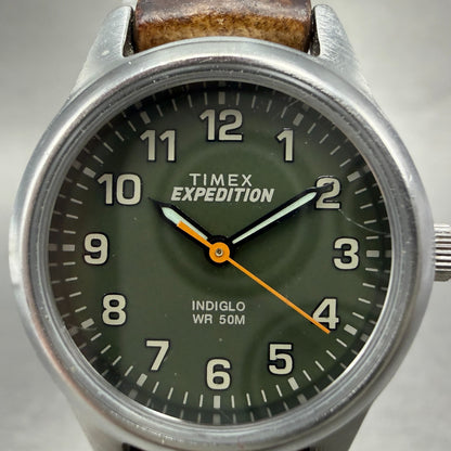 Timex Expedition Watch Women 26mm Green Dial Silver Tone Indiglo New Battery1