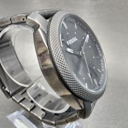 Fossil Machine Watch Men 42mm Black Dial Gray Tone Date Round FS4774 New Batt3