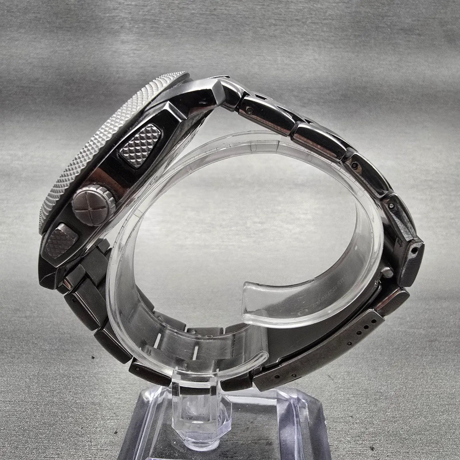 Fossil Machine Watch Men 45mm Black Dial Gray Tone Chrono Date FS4662 New Batt6