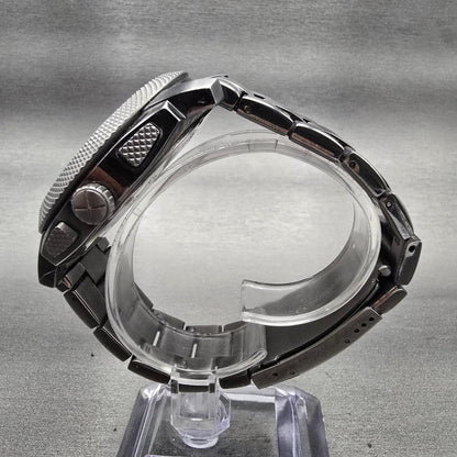 Fossil Machine Watch Men 45mm Black Dial Gray Tone Chrono Date FS4662 New Batt6