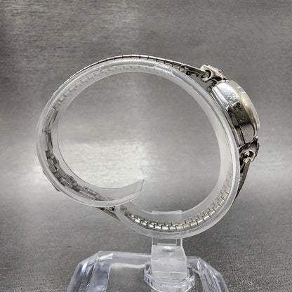 VTG Baylor Watch Women 17mm Pink Dial Silver Tone Oval Manual Wind Runs