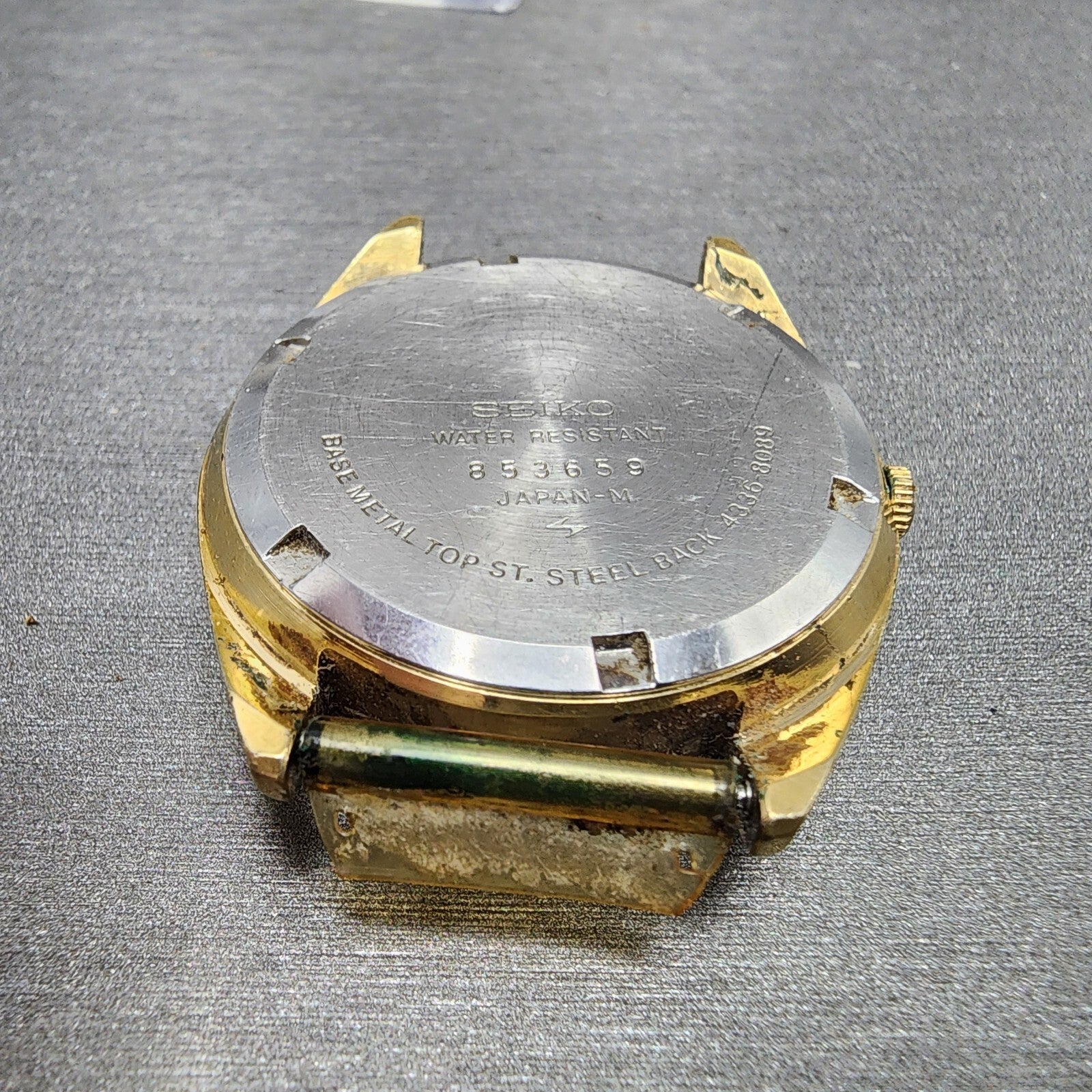 Seiko SQ Watch Men 36mm Champagne Dial Gold Tone Daydate Round 43368089 PARTS11