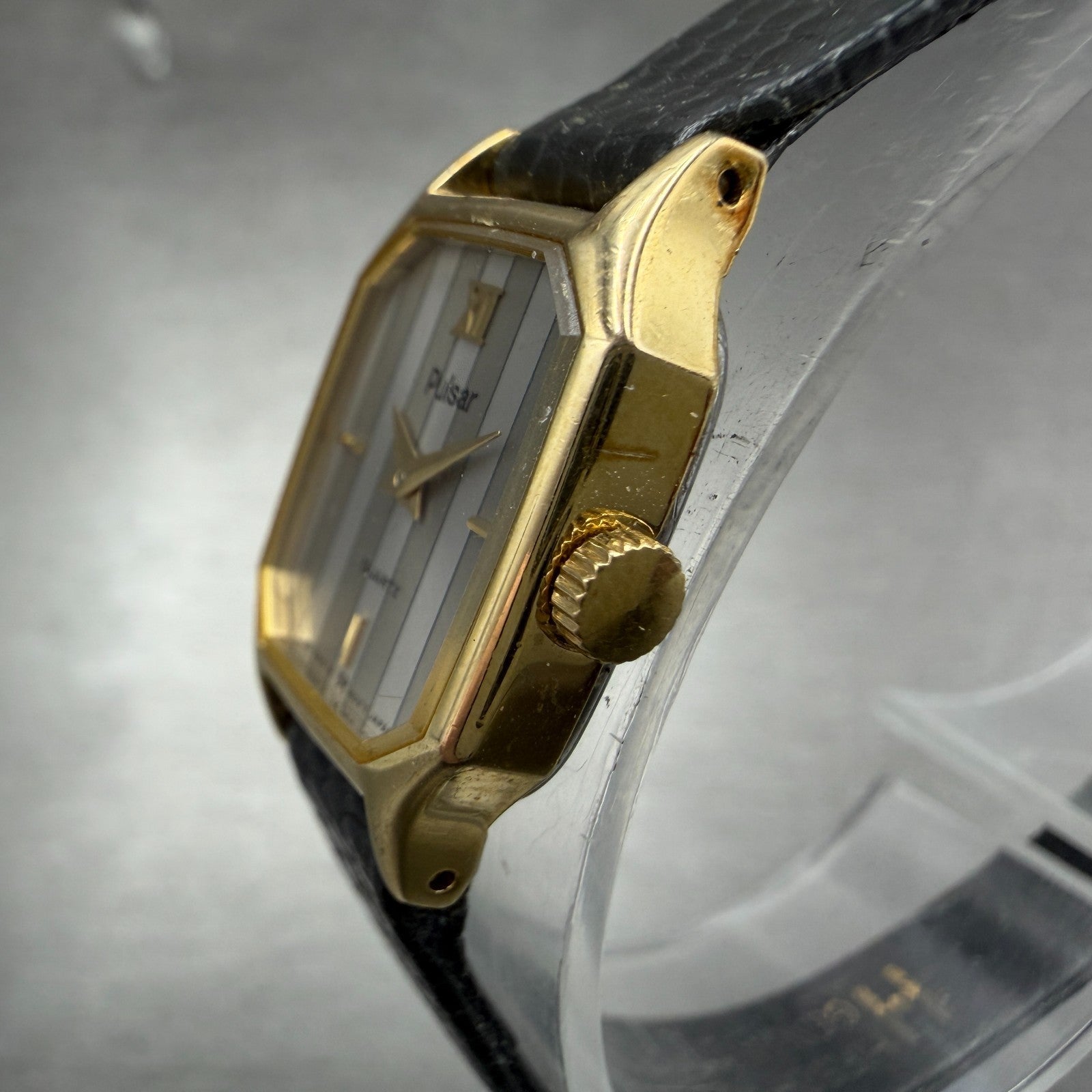 Pulsar Watch Women 16mm Silver Dial Gold Tone Octagon V232-5810 New Battery2