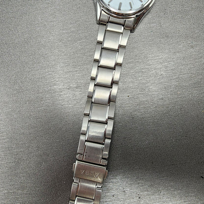 Seiko ALBA Solar Watch Men 36mm White Dial Silver Tone Daydate V158A PARTS7