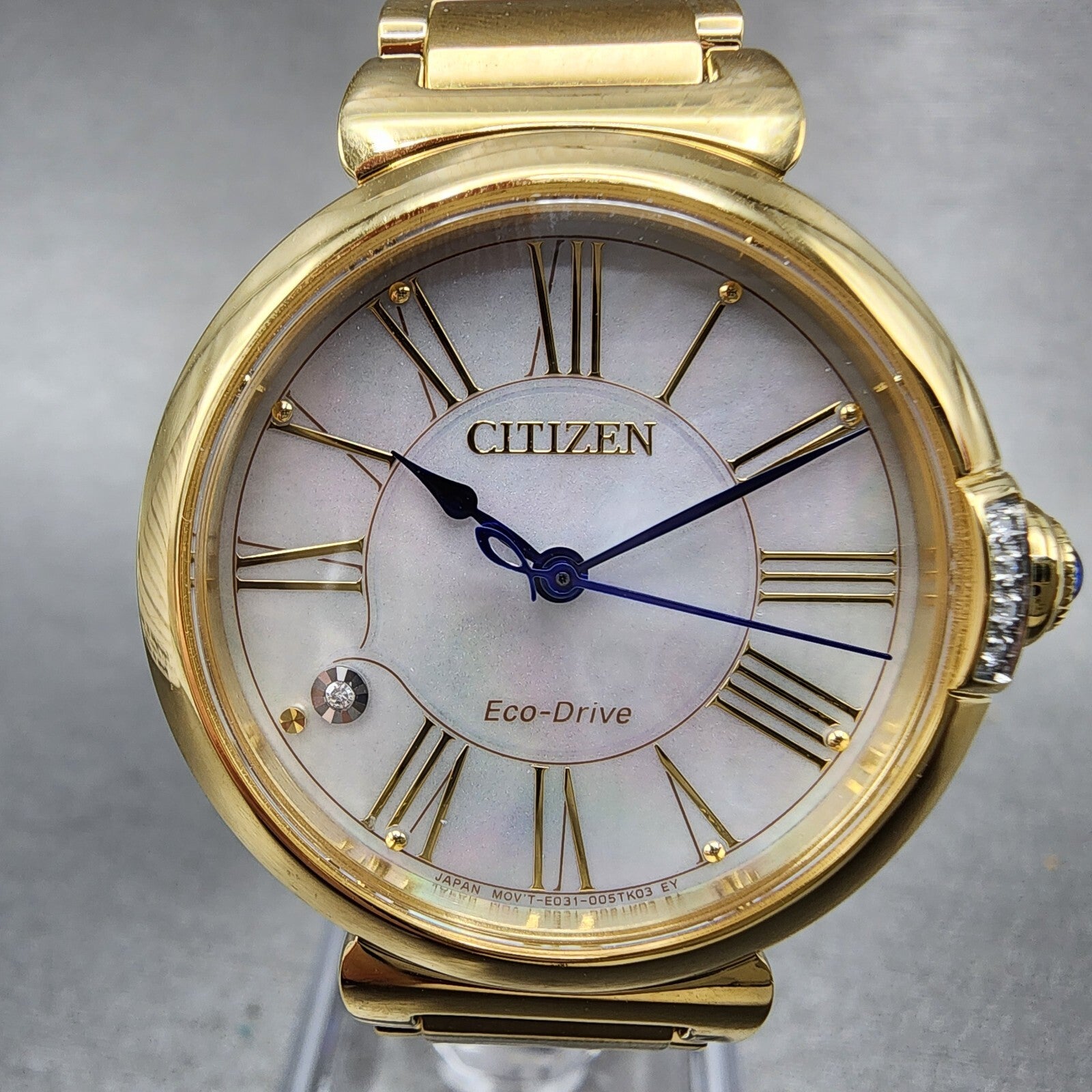 Citizen EcoDrive L Mae Watch Women 29mm MOP Dial Gold Tone Round EM106257D A121