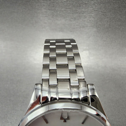 Bulova Sutton Watch Women 36mm Mop Dial Steel Diamonds Date Round 96P220