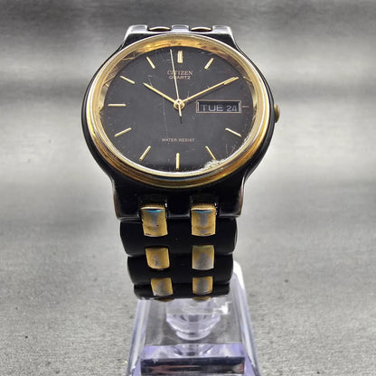 Citizen Watch Men 34mm Black Dial Black & Gold Tone Daydate 6100-G04011 New Batt5