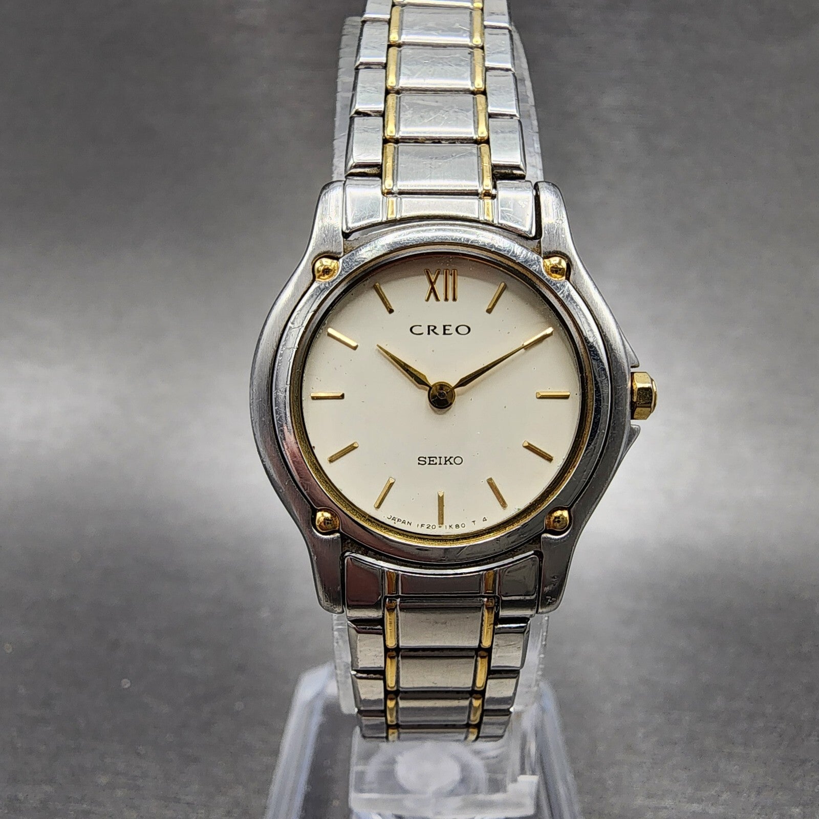 Seiko Creo Watch Women 24mm Cream Dial Two Tone Round 1F200G50 New Battery0