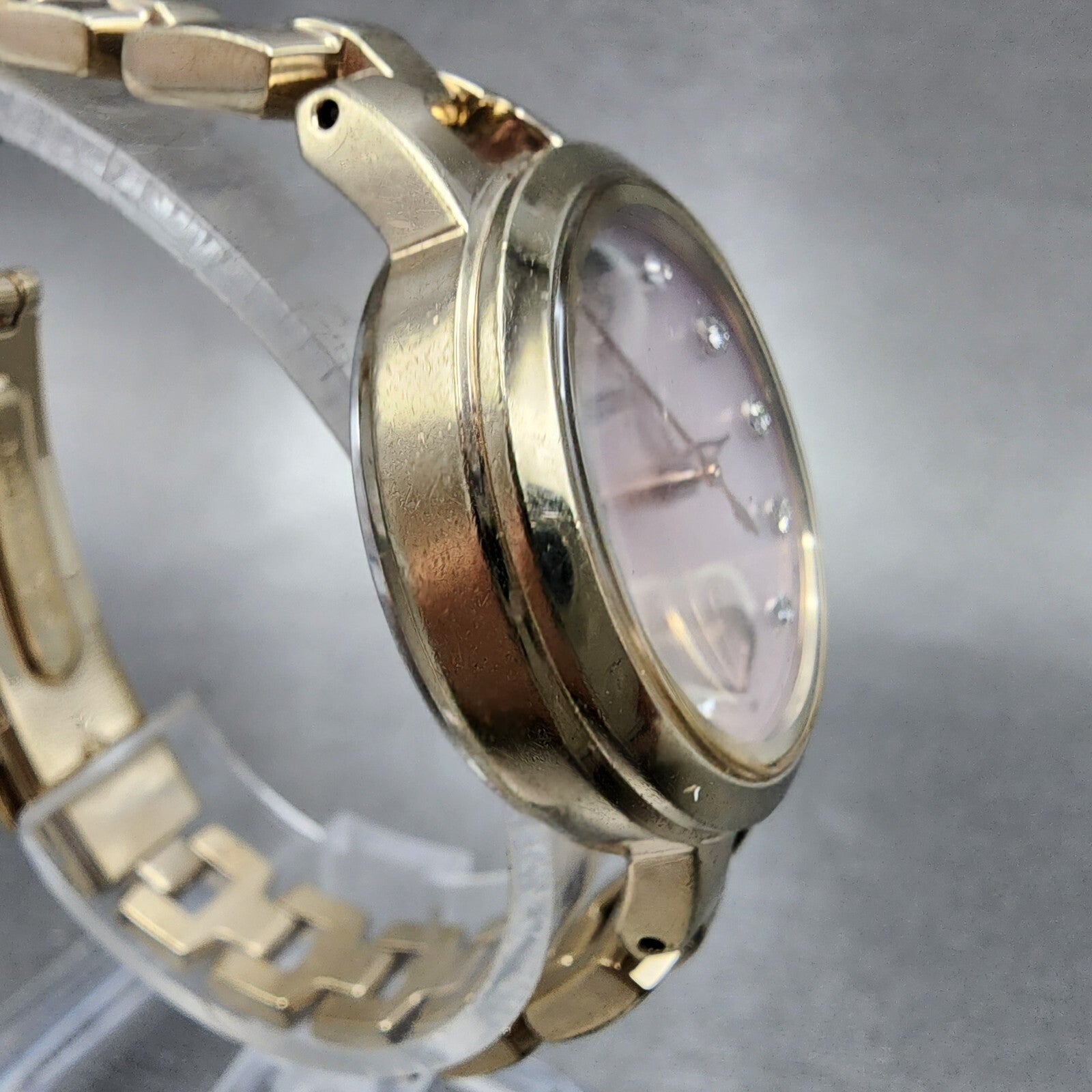 Seiko Solar Atomic Watch Women 27mm Pink Heart Dial Gold Tone 3b510ar0 Runs5