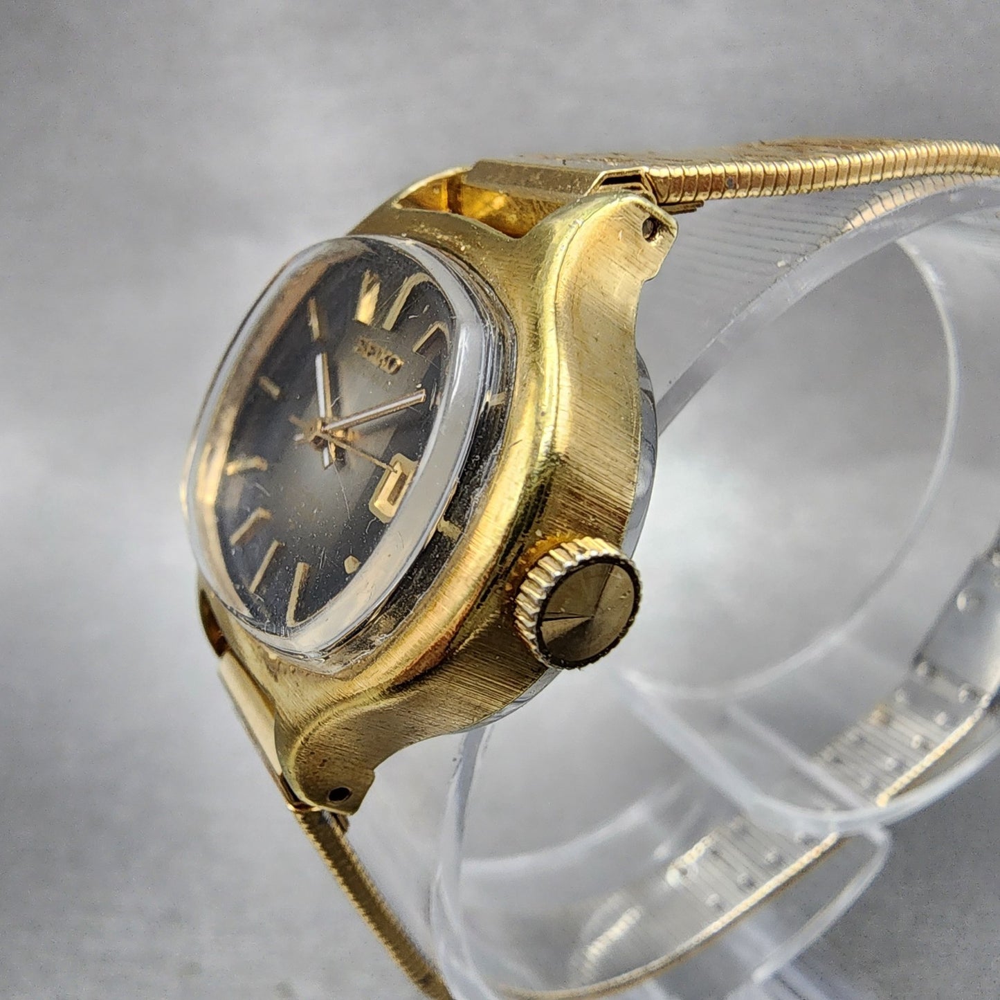 Seiko Automatic Watch Women 27mm Brown Dial Gold Tone Date 22063129 PARTS3