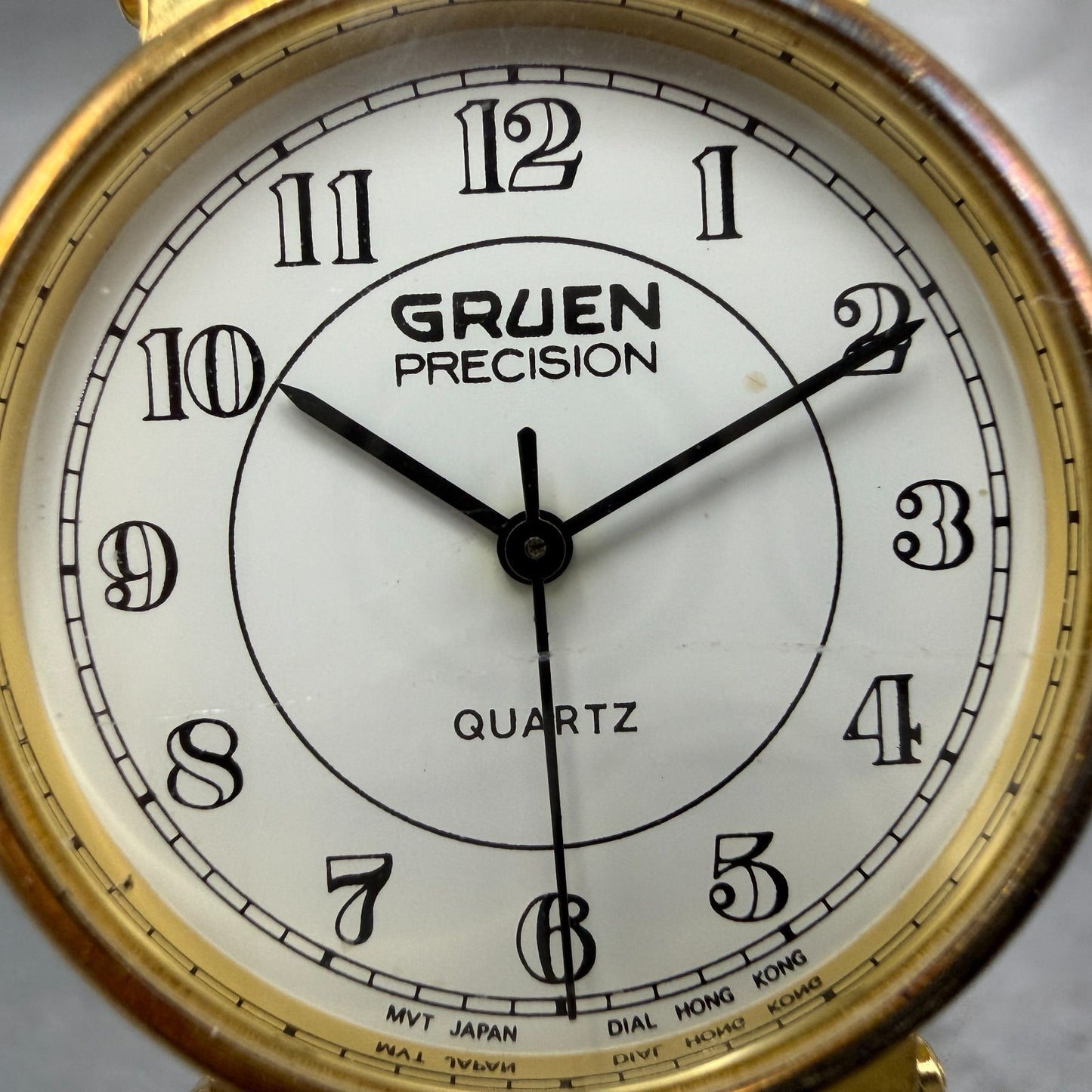 Gruen Precision Watch Men 31mm White Dial Gold Tone Round  New Battery1