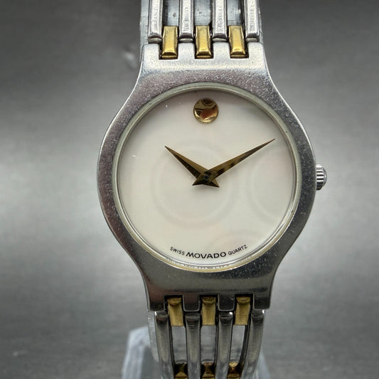 Movado Esperanza Watch Women 23mm MOP Dial Two Tone Round 84-25-811.4 New Batt0