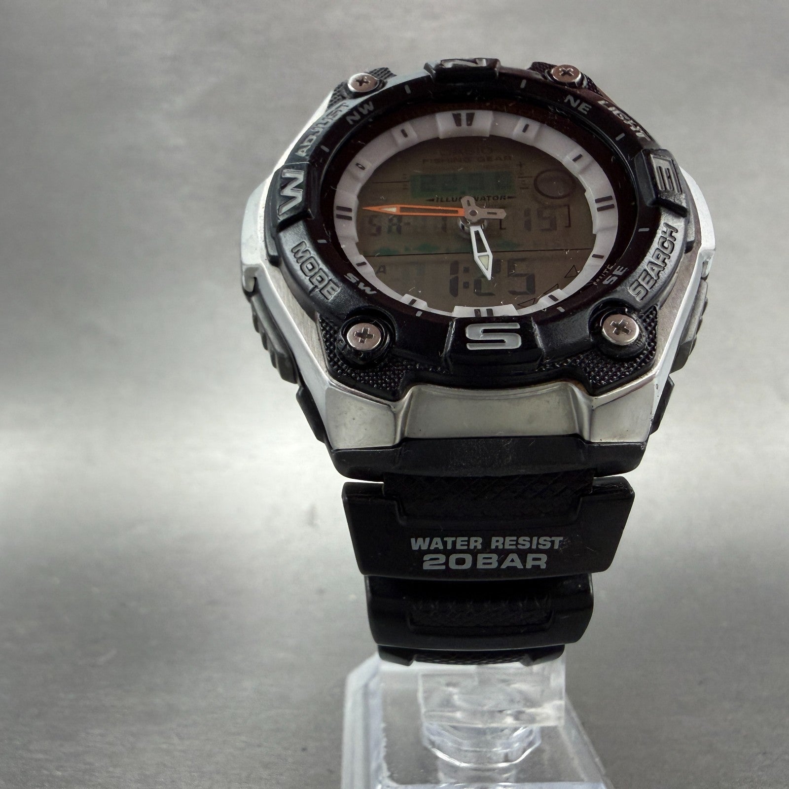 Casio Fishing Gear Watch Men 46mm Analog Digital Black Silver AQW-101 New BattAD5
