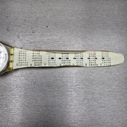 Swatch Gent CALENDARIUM Watch Men White Dial Clear Case Daydate GK726 New Batt12