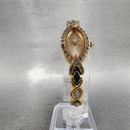 Elgin Watch Women 17mm Champagne Dial Gold Tone Oval EG117 New Battery5