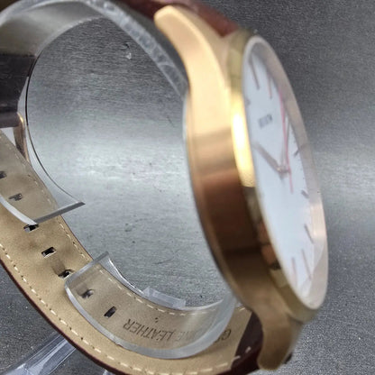 MVMT 40 Series Watch Men 40mm White Dial Rose Gold Tone Round Leather New batt3
