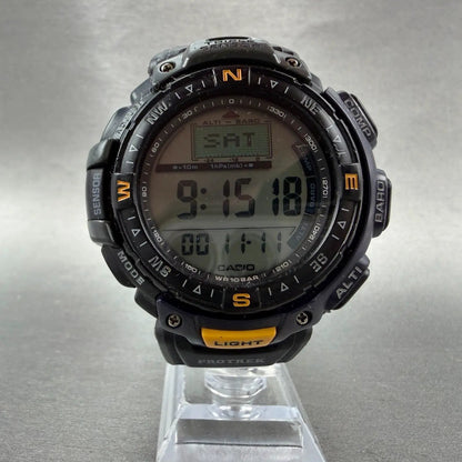 Casio Protrek Watch Men 54mm Blue Triple Sensor Daydate Digital PRG-40 New Batt5