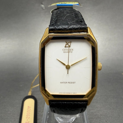 Citizen Tank Watch Unisex 25mm White Dial Gold Tone Rectangle New Battery NOS0