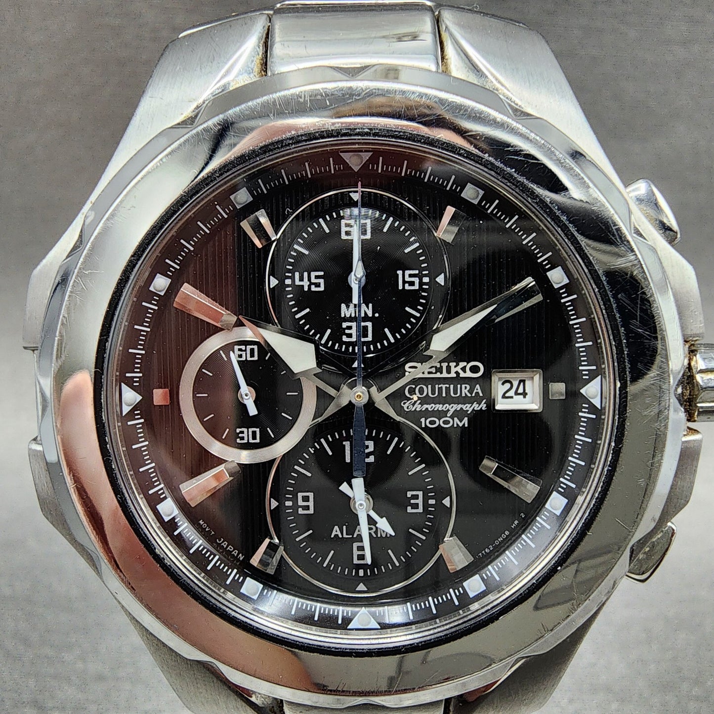 Seiko Coutura Chronograph Watch Men 43mm Black Dial Steel Date Round New Batt