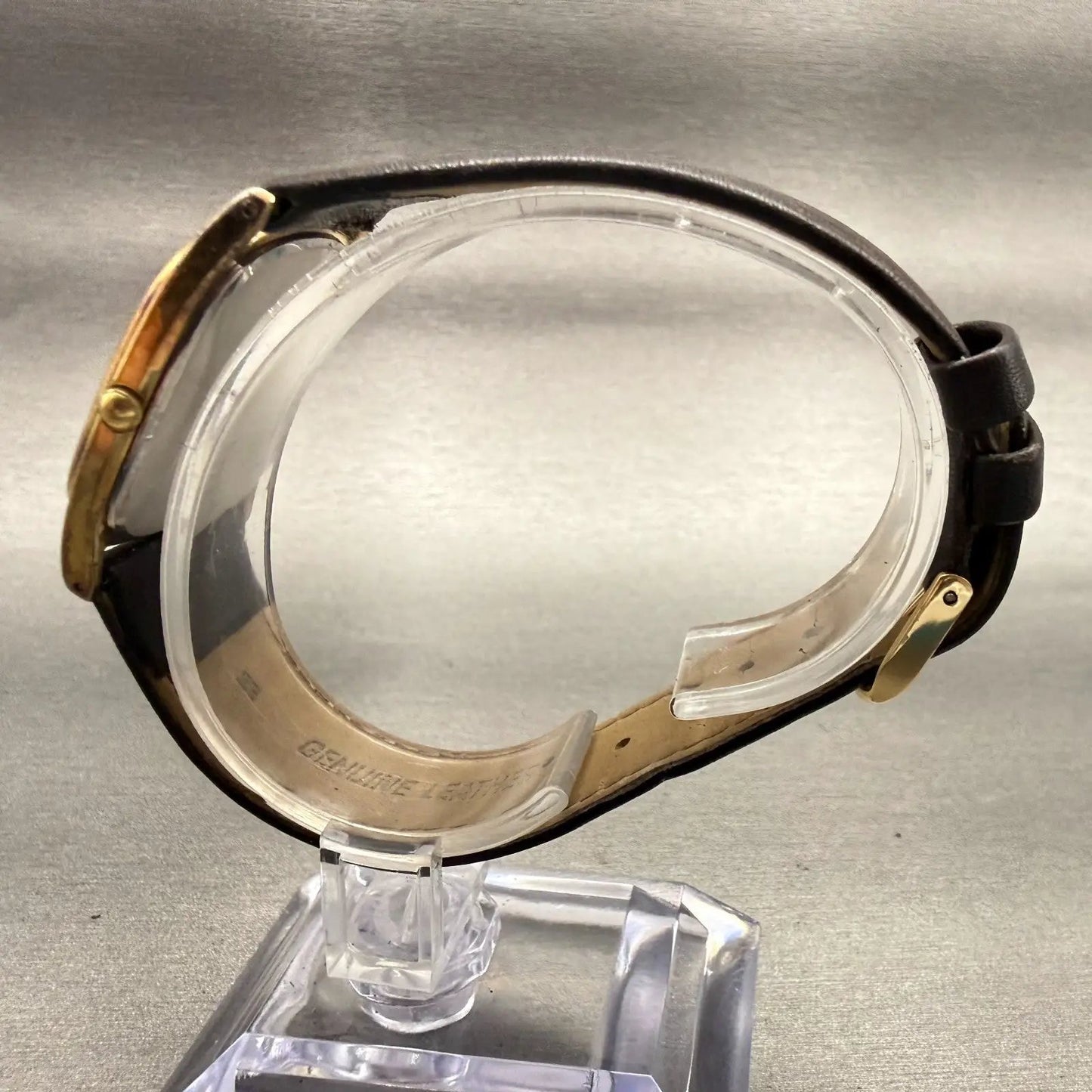 Seiko Watch Men 27mm Gold Dial Gold Tone Rectangle 7430-5319 New Battery VTG6
