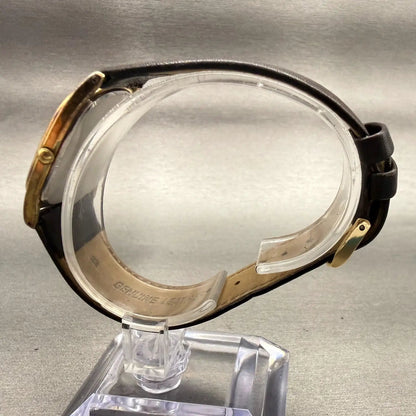 Seiko Watch Men 27mm Gold Dial Gold Tone Rectangle 7430-5319 New Battery VTG6