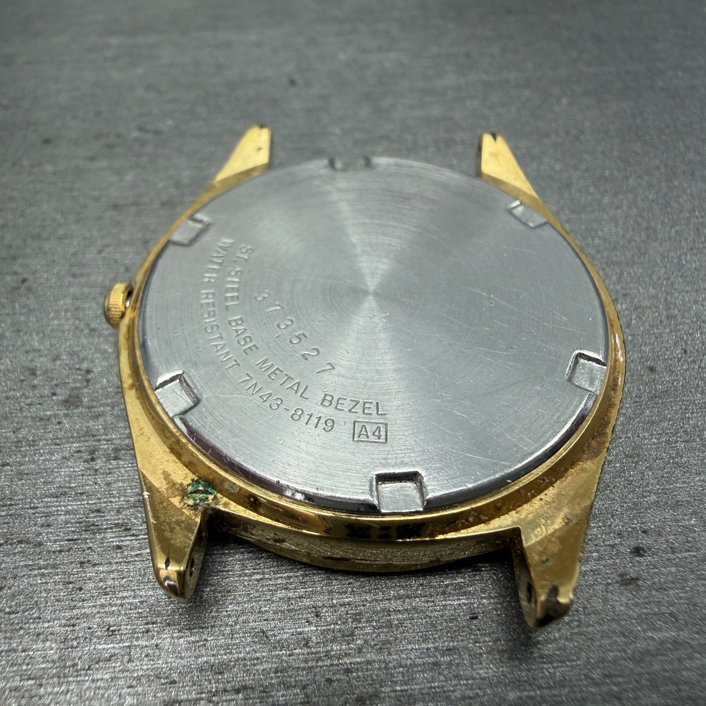 Seiko SQ Watch Men 35mm Black Dial Gold Tone Daydate Round 7N43-8119 PARTS11