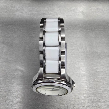 Bulova Diamond Watch Women 30mm White Dial Steel Ceramic Round 98P124 New Batt4