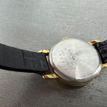 Seiko Watch Women 19mm Gold Dial Gold Tone Round 5420-0019 New Battery VTG 379