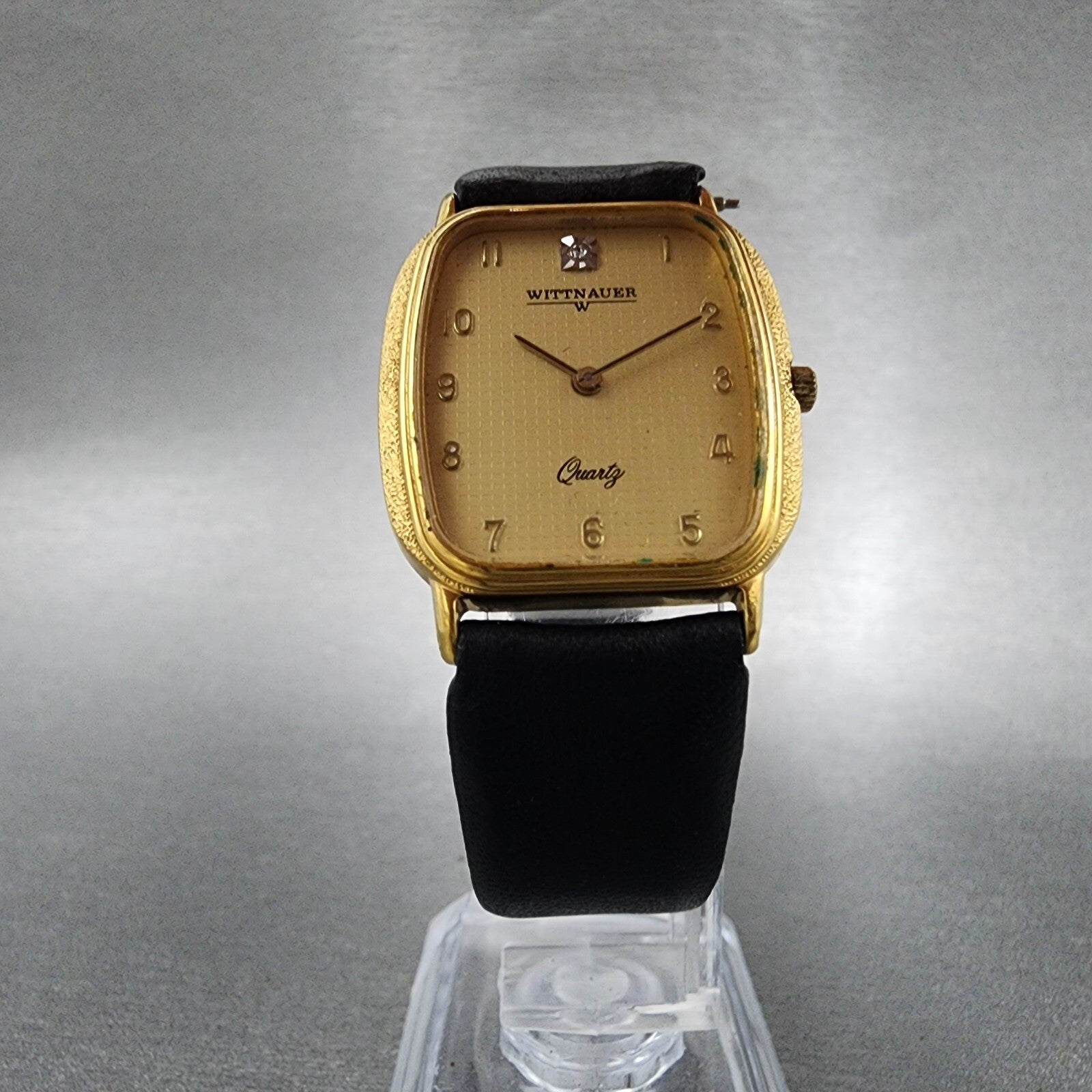 Wittnauer Tank Watch Men 26mm Champagne Dial Gold Tone Rectangle New Battery6