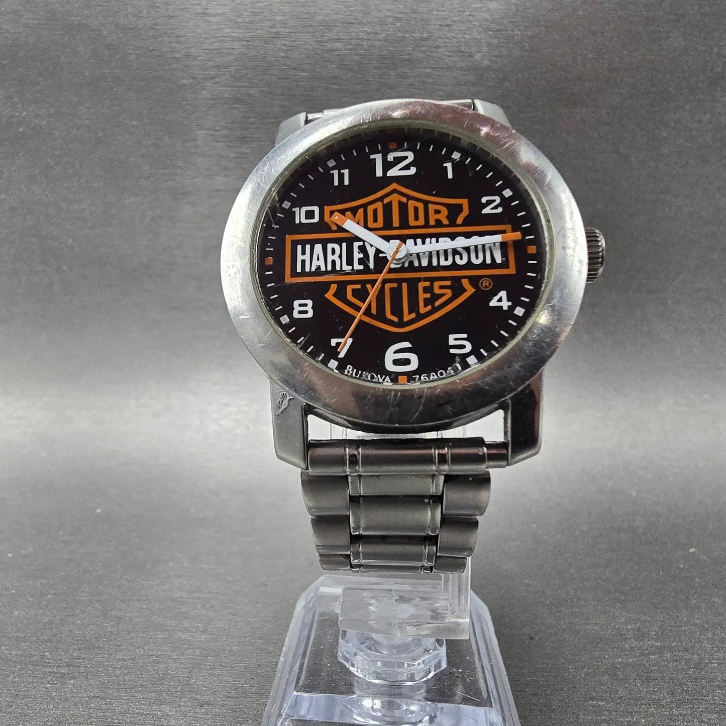 Bulova Harley Davidson Watch Men 38mm Black Dial Silver Tone 76A04 New Battery7