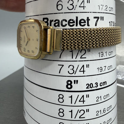 Seiko Tank Watch Women 20mm Champagne Dial Gold Tone 23205390 New Battery10