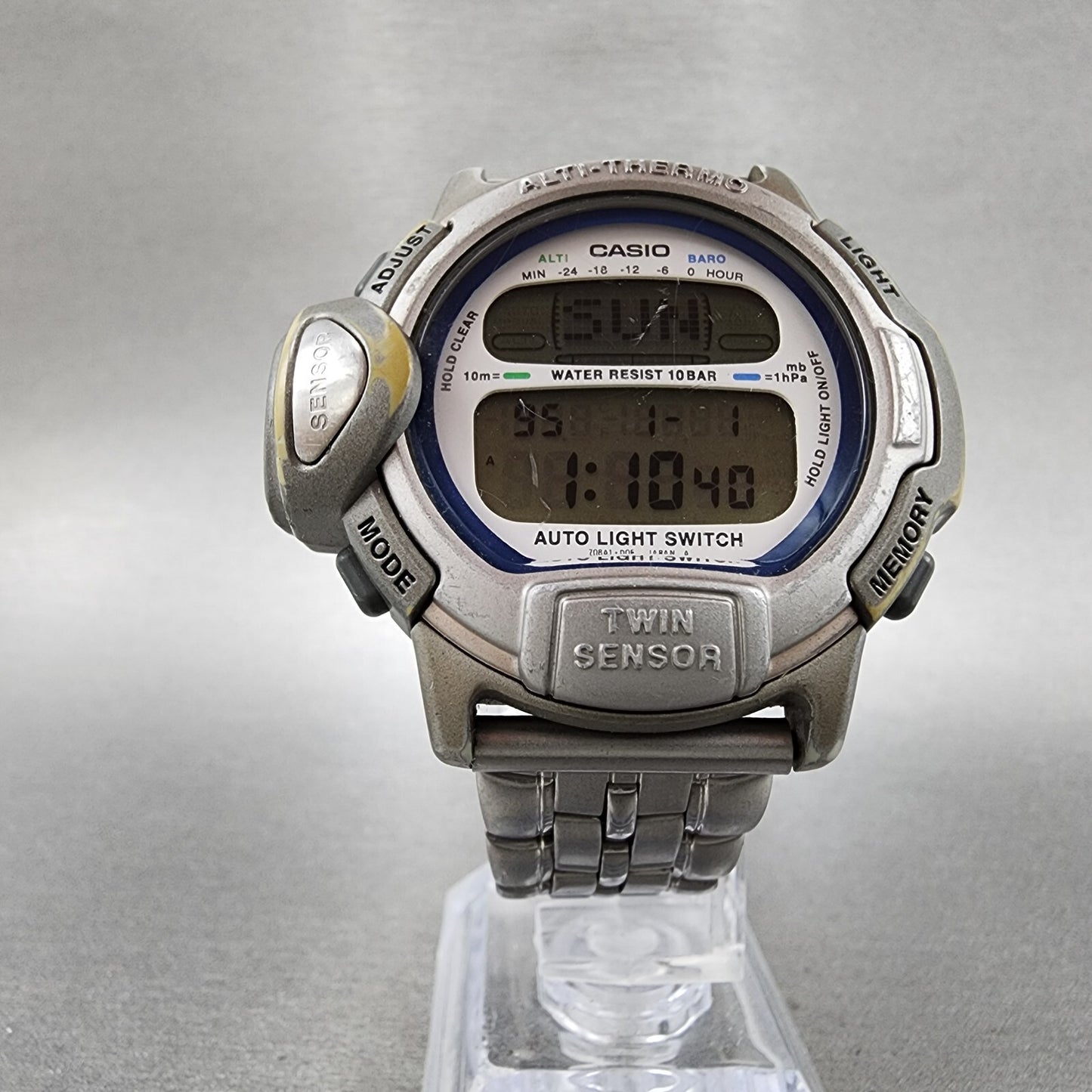 Casio Pro Trek PRL-20 Watch Men 40mm Digital Silver Tone New Battery