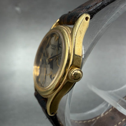Seiko Watch Women 21mm Champagne Floral Dial Gold Tone Round 4N00-0608 New Batt2