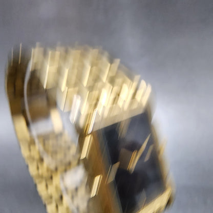 Citizen CQ Tank Watch Men 23mm Black Dial Gold Tone Rectangle New Battery