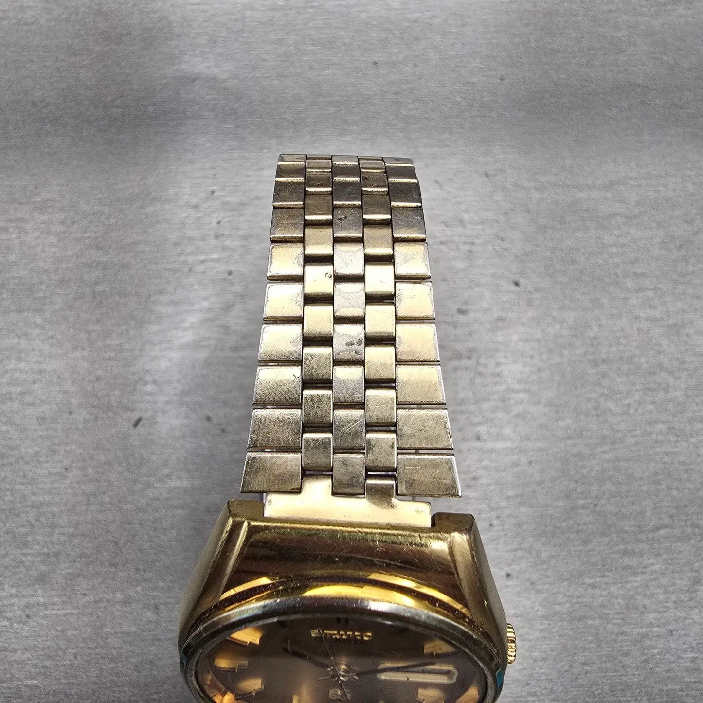 Seiko SQ Watch Men 35mm Gold Dial Gold Tone Daydate Round 7546-8320 New Battery4