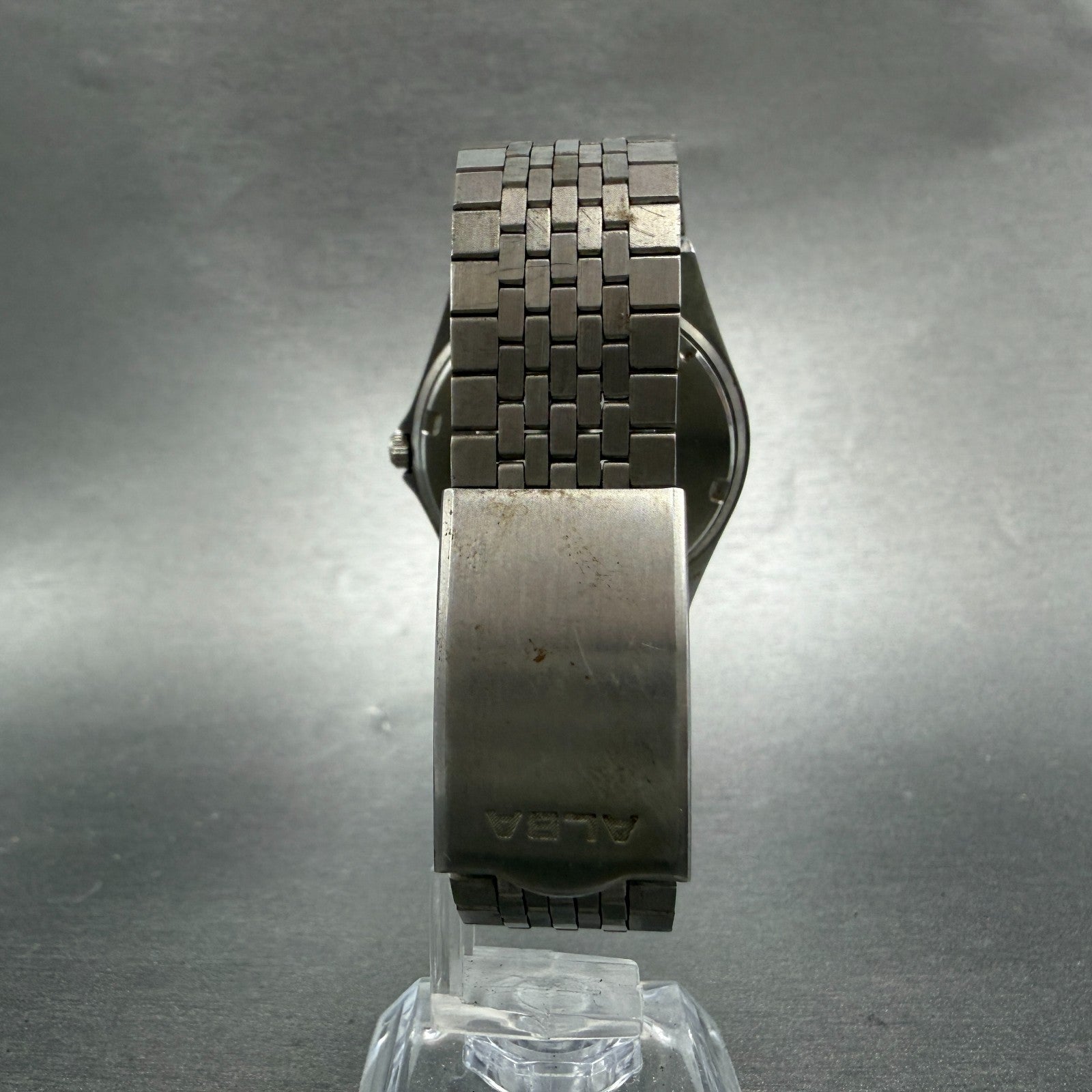 Seiko ALBA Watch Men 35mm Silver Dial Silver Tone Daydate V743-8A10 New Batt M407