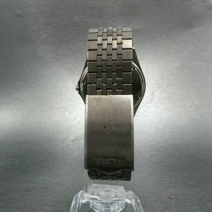Seiko ALBA Watch Men 35mm Silver Dial Silver Tone Daydate V743-8A10 New Batt M407