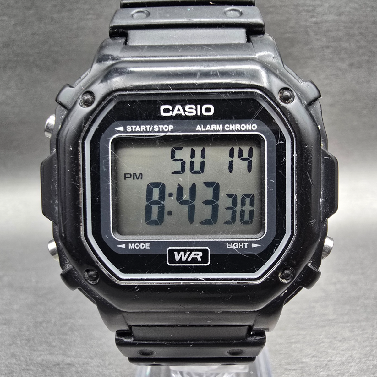 Casio F-108WH Watch Men 42mm Black Black Chrono Alarm Rectangle New Battery 450