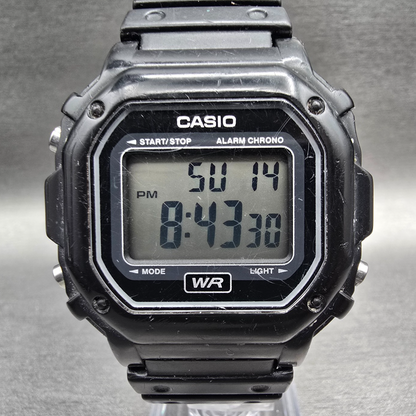 Casio F-108WH Watch Men 42mm Black Black Chrono Alarm Rectangle New Battery 450