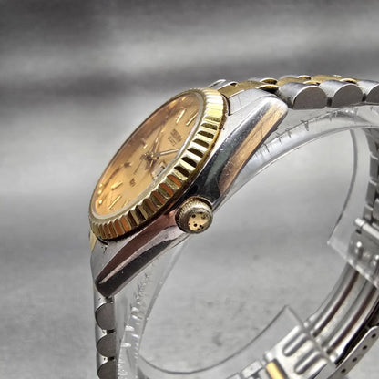 Seiko SQ Watch Women 24mm Gold Dial Two Tone Daydate Round 3Y03-0160 New Battery2