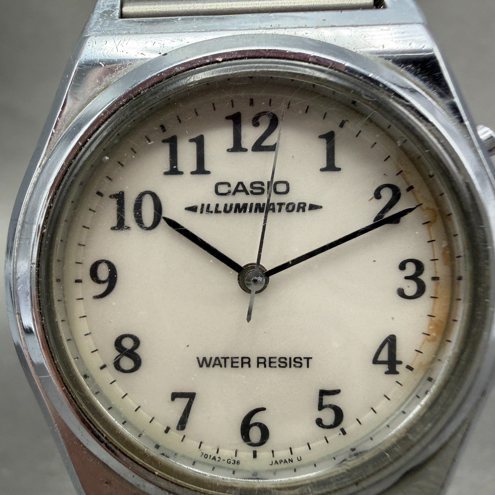 Casio Illuminator MQ-405 Watch Men 35mm White Dial Silver Tone READ! New Battery1