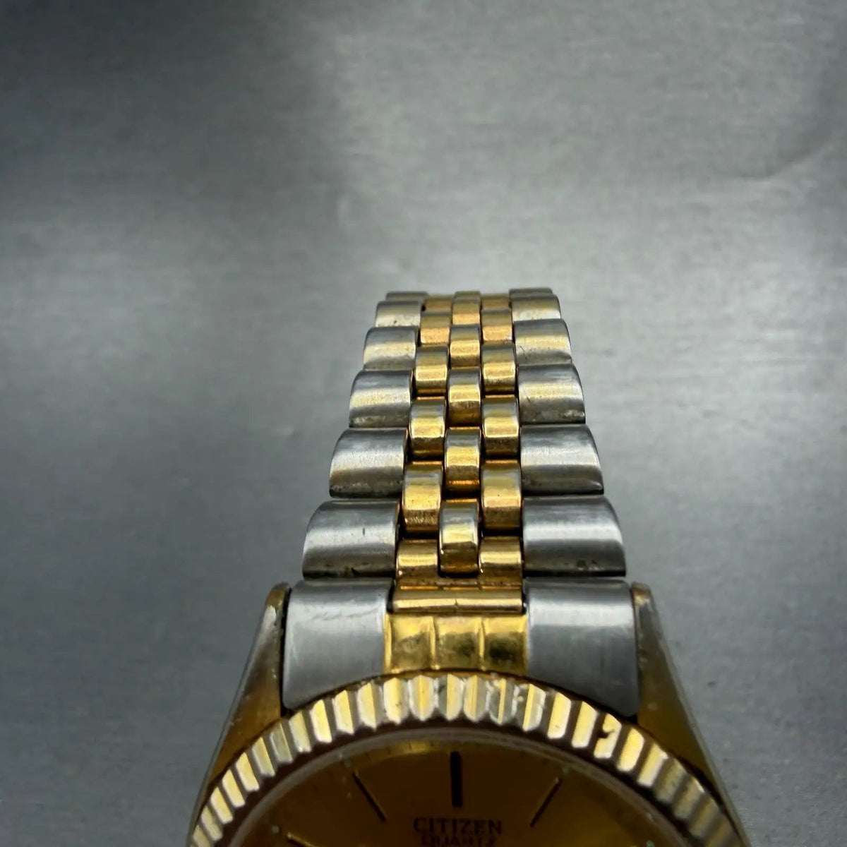 Citizen President Watch Men 35mm Gold Dial Two Tone Daydate CQ New Battery VTG4
