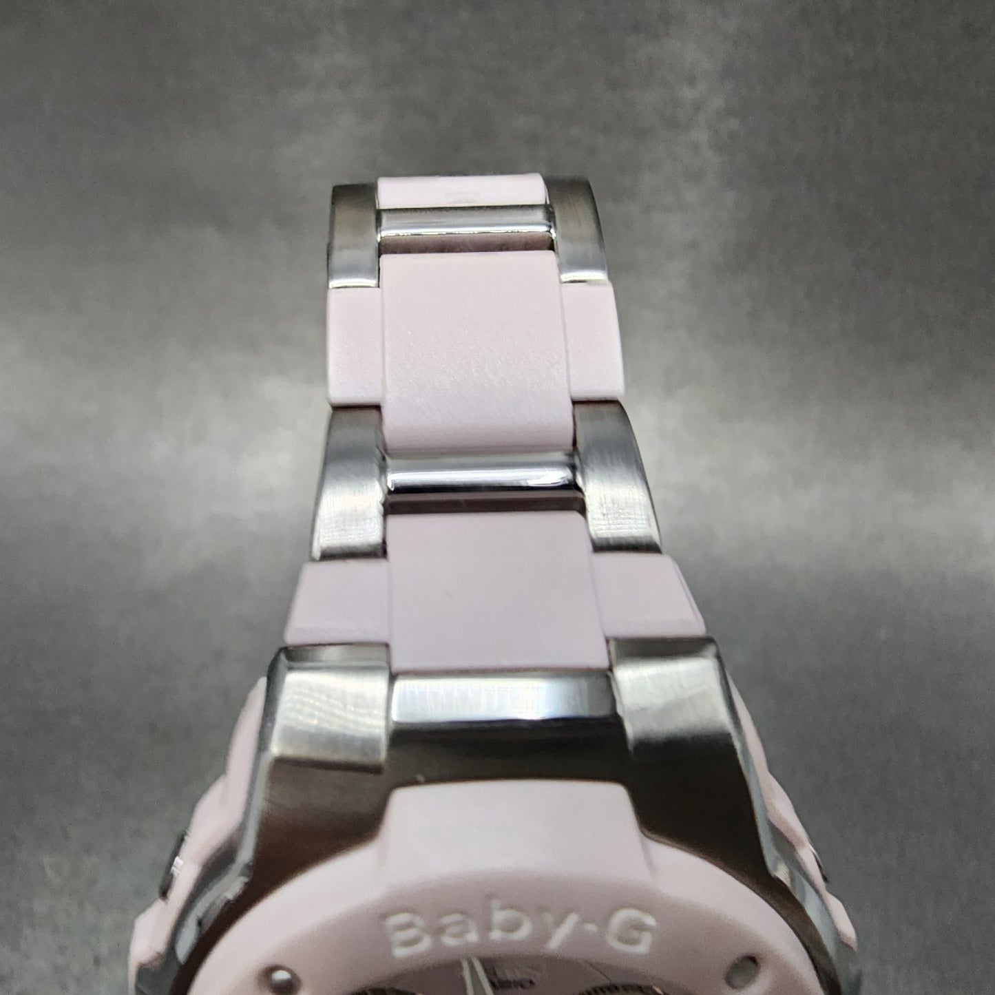 Casio BabyG MSG301 Watch Women 39mm Pink Dial Silver Tone Analog Digital Works4
